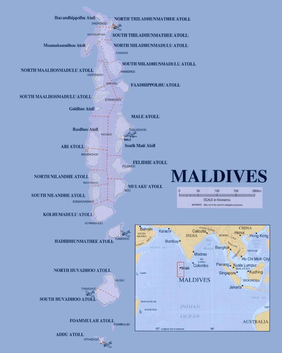 مالدیپ فیری راستے کا نقشہ