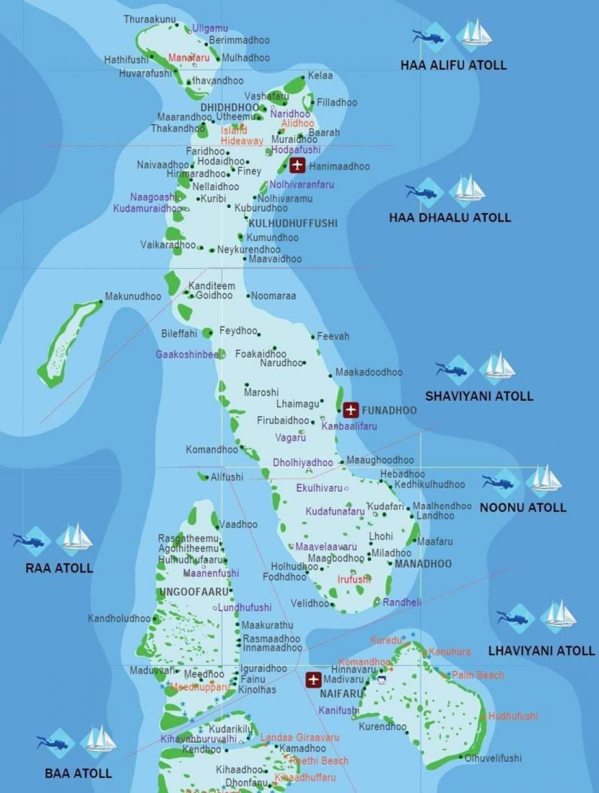 کا نقشہ مالدیپ کے بیچ