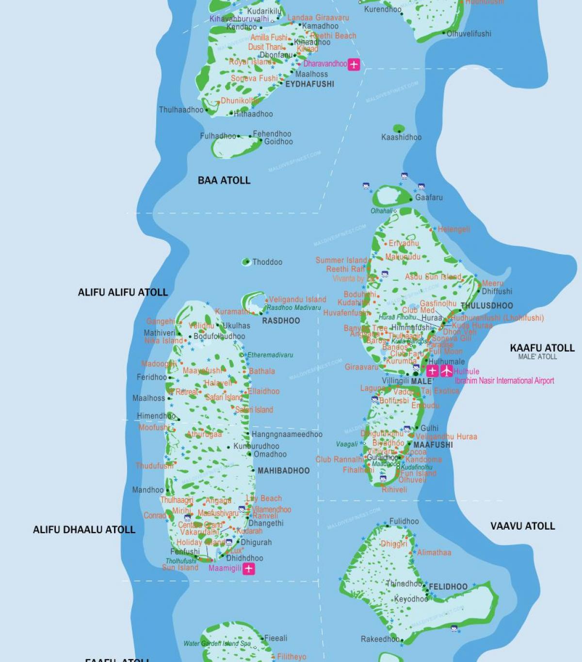 مالدیپ کے جزیرے کا نقشہ محل وقوع